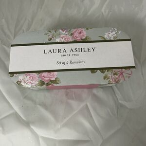Laura Ashley Set of 2 Ramekins Floral Pink Ceramic Baking Dishes NIB Gift Boxed